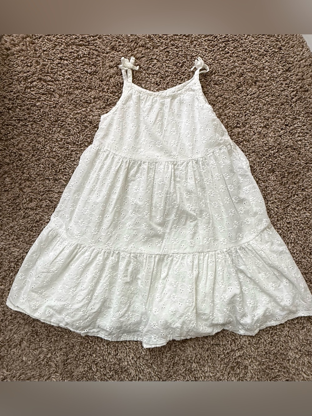 Genuine Kids OshKosh White Eyelet Tiered Dress Girls 5T